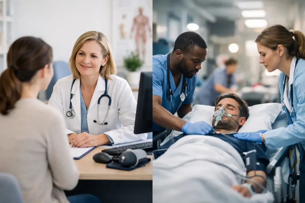 Skillnad vårdcentral och akutmottagning